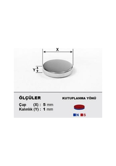 Mıknatıs, 5Mm X 1Mm Güçlü Yuvarlak Neodyum Miknatis, Adet Seçmeli 50 Adet