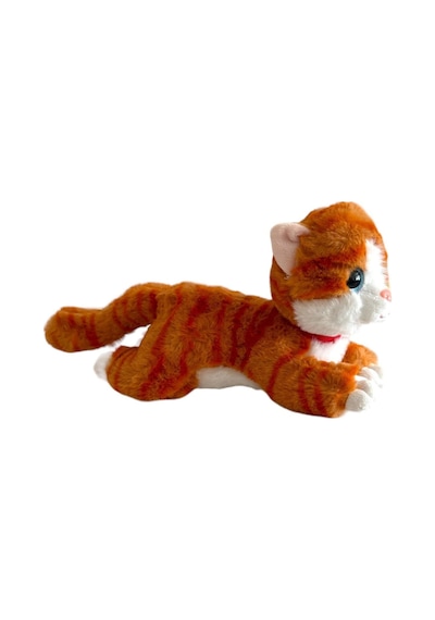 Sesli Yatan Miyavlayan 25 Cm Peluş Kedi Oyuncak - Turuncu Turuncu
