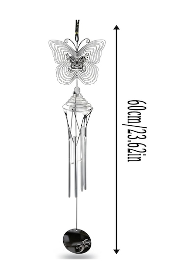 Feng Shui Kelebek Temalı Rüzgar Çanı Dış Mekan Bahçe Balkon Süsü Yeni Ev & Arkadaş Hediyesi 60 Cm. 60 Cm