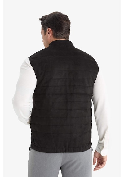Defacto Slim Fit Dar Kesim Dik Yaka Astarlı Fermuarlı Cepli Mevsimlik Baharlık Süet Yelek F0246ax25aubk27 Siyah