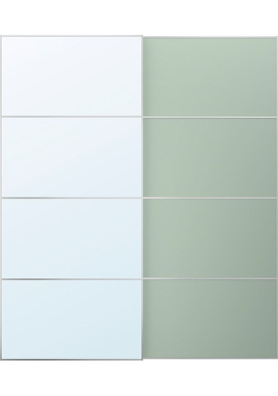 Sürgü Kapak, Açık Yeşil-aynalı Cam, 200x236 Cm Açık Ceviz