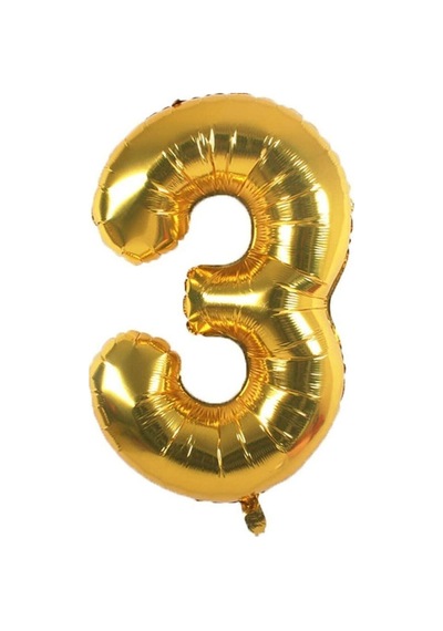 Folyo Balon 3 Rakamı Helyum Balon 100 Cm Gold Renk Altın
