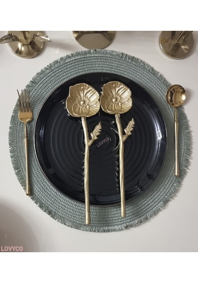 Çiçek şeklinde metal salata servis kaşıkları