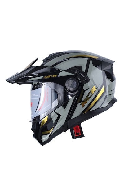 Ncr X-Cross Sarı Grafik Ece-22.06 Çene Açılır Kask Sarı Gri