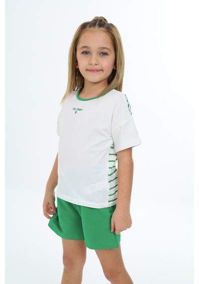 Toontoy Kids Toontoy Kız Çocuk Nakışlı Şortlu Takım Çimen Yeşili