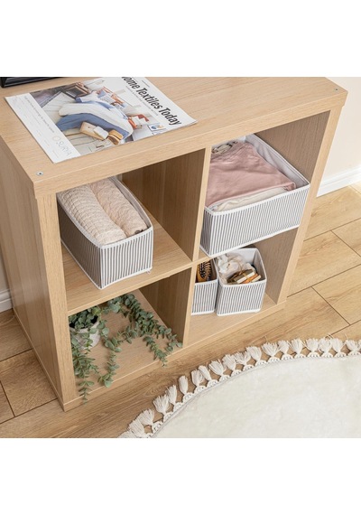 8 Li Çekmece Düzenleyici Organizer Dekoratif Sepet Hurç 8 Li Çekmece Çizgili Diğer