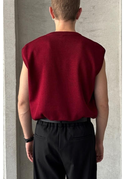 Erkek V Yaka Oversize Süveter Bordo