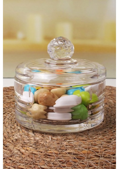 Deconox Lüx Kristal Kapaklı Cam Şekerlik & Cam Lokumluk, Kesme Cam Lüx Şekerlik 10cm 10.5cm - 4 Model 06648 Genel