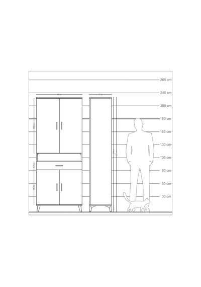 Arges Dolap 5 Raflı Tek Çekmeceli 4 Kapaklı 88x30x221 Çam-aytaşı Atlas Çam