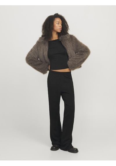 Jack & Jones Kadın Simli Kumaş Crop Top - Sigga Black
