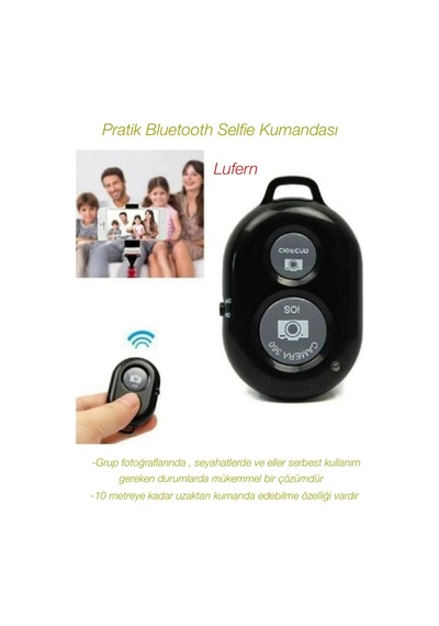 Pratik Bluetooth Selfie Kumandası Uzaktan Grup Fotoğrafı Seyahat Kablosuz İos Android 10 Mt Mesafe