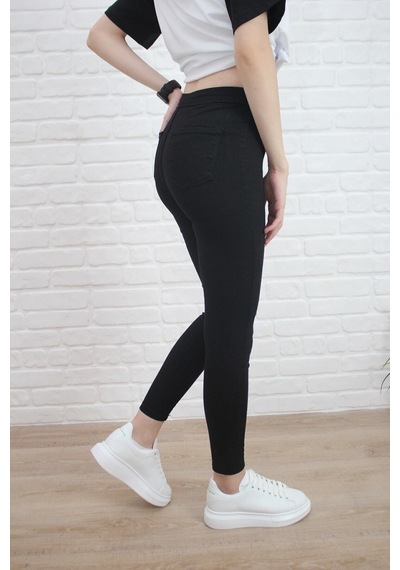 Kadın Siyah Yüksel Bel Likralı Dar Kesim Toparlayıcı Skinny Jean Kot Pantalon