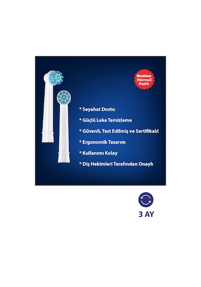 Wohler Şarjlı Ve Pilli Diş Fırçası Yedek Başlığı Oral-b Uyumlu 4 Adet Normal Sertlik
