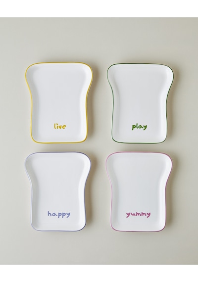 English Home Joyfull Seramik 4'lü Pasta Seti 19 Cm Renkli Çok Renkli