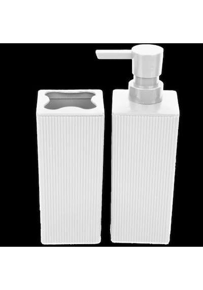 Gri Renkli Plastik Sabunluk Ve Diş Fırçalık Seti Beyaz Diğer
