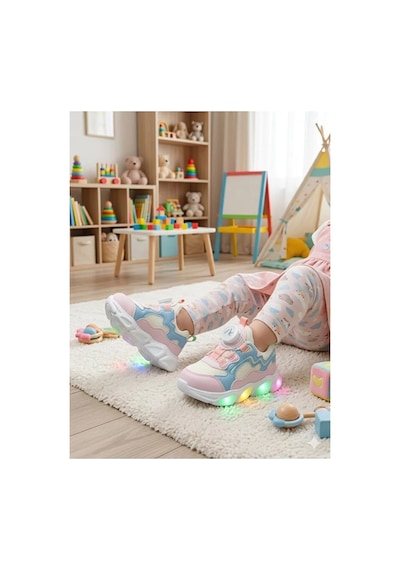 Cool Kids Kız Çocuğu Işıklı Pudra Yazlık Terletmez Kaydırmaz Koku Yapmaz Full Ortopedik Tarz Spor