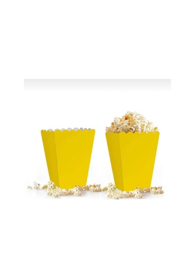 Sarı Renkli Karton Mısır Kutusu Cips 8 Li Popcorn