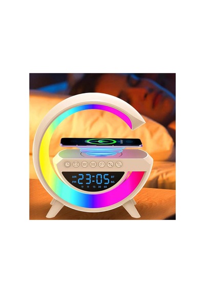 Bt-3401 Bluetooth G Hoparlör Masa Saati Alarm Wireless Şarj Müzik Çalar Kablosuz Taşınabilir Speaker