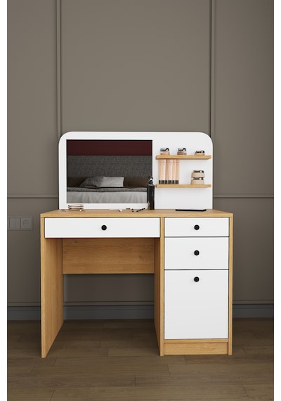 Modern Çekmeceli Aynalı Makyaj Masası %100 Mdf Takı Düzenleyici Dolap Mam02 Beyaz - Karına Modern Çekmeceli Aynalı Makyaj Masası %100 Mdf Takı Düzenleyici Dolap Mam02 Beyaz - Karına