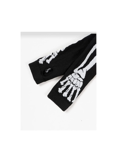 İskelet Tasarım Kolluk Eldiven İkili Unisex Kesik Parmak Siyah Sonbahar Kış Beyaz - Siyah İskelet Tasarım Kolluk Eldiven İkili Unisex Kesik Parmak Siyah Sonbahar Kış Beyaz - Siyah