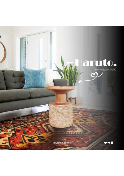 Haruto El Yapımı Muz Ve Mungur Sehpa 40x55 Cm Naturel