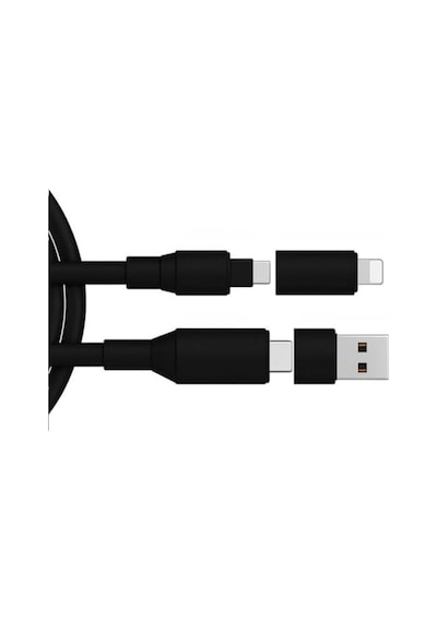 4 İn 1 Usb-a+type-c To Type-c+lightning İle Uyumlu Süper Hızlı Şarj Ve Data Kablosu Siyah Yk-k347, 4 İn 1