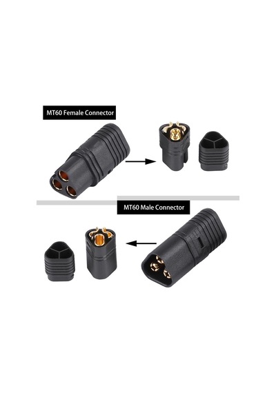 MT60 3 Pin Dişi Erkek Konnektör Soket Çift Amass 3.5mm 12Awg RC Esc Motor