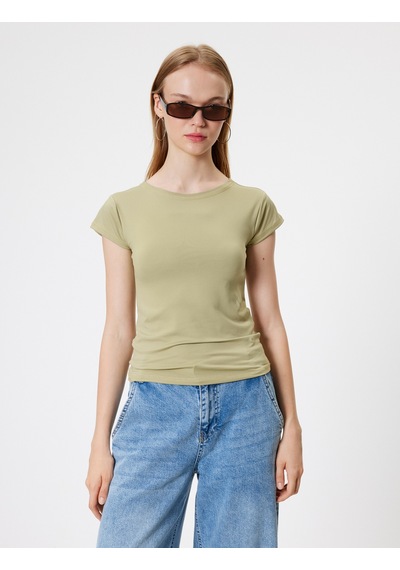 Koton Basic Tişört Bisiklet Yaka Kısa Kap Kol Slim Fit Haki 4sal10853ık Haki Koton Basic Tişört Bisiklet Yaka Kısa Kap Kol Slim Fit Haki 4sal10853ık Haki