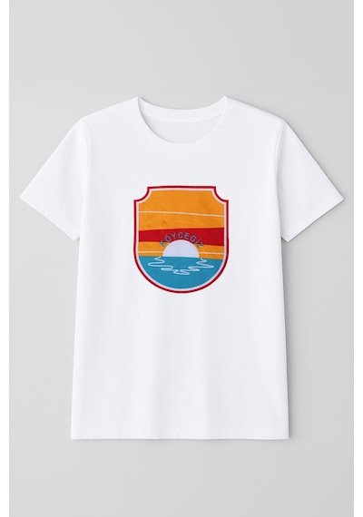 Markapia Man Erkek Bisiklet Yaka %100 Pamuk Köyceğiz Baskılı Kısa Kollu T-shirt Beyaz S