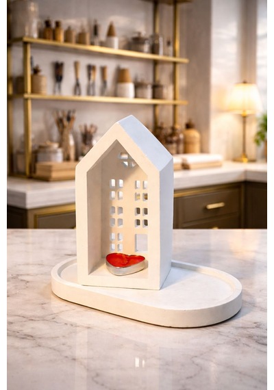 Ceren Wooden Boyanabilir Dekoratif Ev Mumluk Ve Çiçek Vazo Seti El Yapımı Doğal Tasarım Beyaz