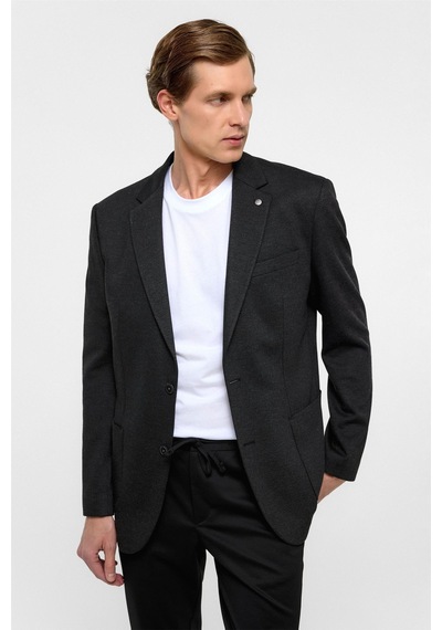 Süvari Siyah Regular Fit Mono Yaka 6 Drop Ceket-33764 Siyah