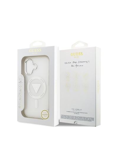 Apple Uyumlu iPhone 17 Kılıf Guess Lisanslı M-safeli Iml Baskıüçgen Logolu Metal Kamera Çerçeveli Şeffaf Şeffaf