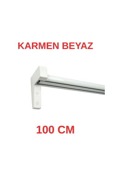 Karmen Ahşap Başlıklı İki Kanallı Dekoratif Ray Beyaz 100 Cm Beyaz