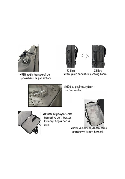 Platan Backpack Ones-A Bavul Tip Outdoor Seyahat Sırt Çantası