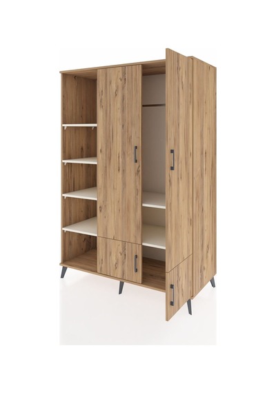 Kronos Dolap 6 Raflı 4 Kapaklı Tek Askılı 132x59x195 Çam-çam/... Çam