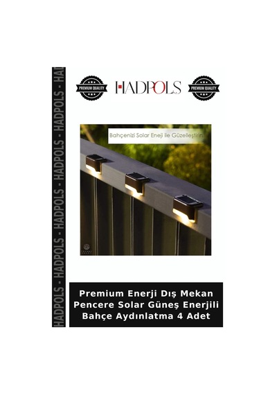 Premium Enerji Dış Mekan Pencere Solar Güneş Enerjili Bahçe Aydınlatma 4 Adet