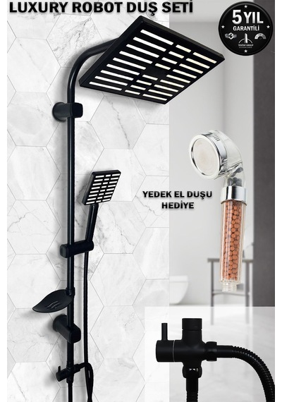 Siyah Robot Duş Seti El Ve Tepe Duş Başlığı Spiral Takımı Banyo Duşu Diğer