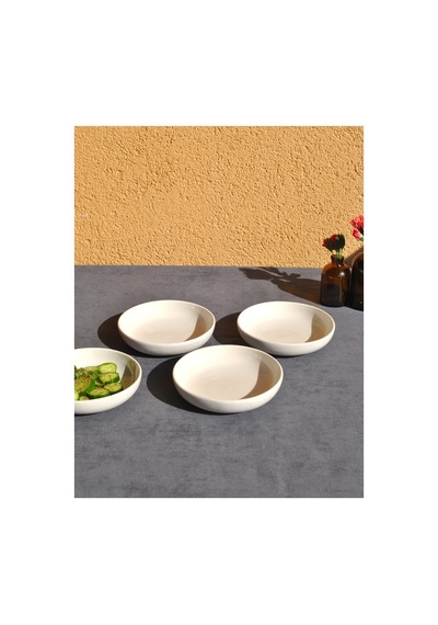 4 Adet Porselen Çukur Kase 13 Cm Küçük Boy Meze Kahvaltılık Tabak Beyaz