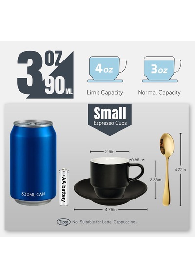 4 Oz Espresso Bardakları, Tabaklar, Kaşıklar Ve Metal Stand, Küçük İstiflenebilir Kahve Fincanları 4'lü Set, Ne Diğer