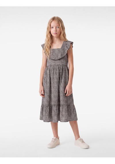 Koton Bürümcük Kumaş Midi Boy Fırfır Detaylı Çiçekli Kolsuz Elbise Siyah Desenli 6skg80037ak Bdl Koton Bürümcük Kumaş Midi Boy Fırfır Detaylı Çiçekli Kolsuz Elbise Siyah Desenli 6skg80037ak Bdl