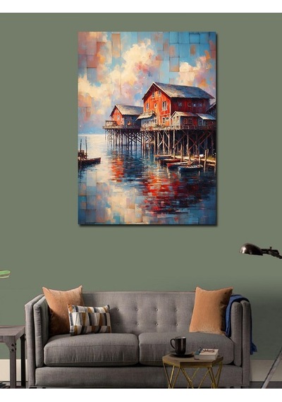 Kanvas Tablo Göldeki Evler 100cmx140cm