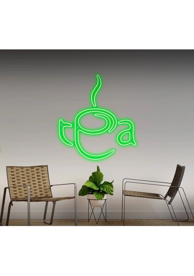 Tea Yazılı Ve Şekilli Neon Tabela Yeşil