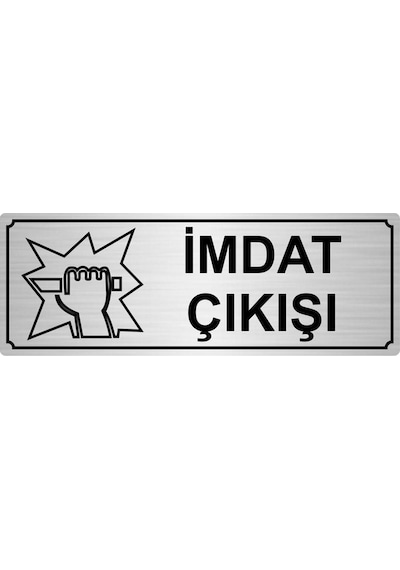 Gümüş Renk Metal İmdat Çıkışı Yönlendirme Levhası 7cmx20cm