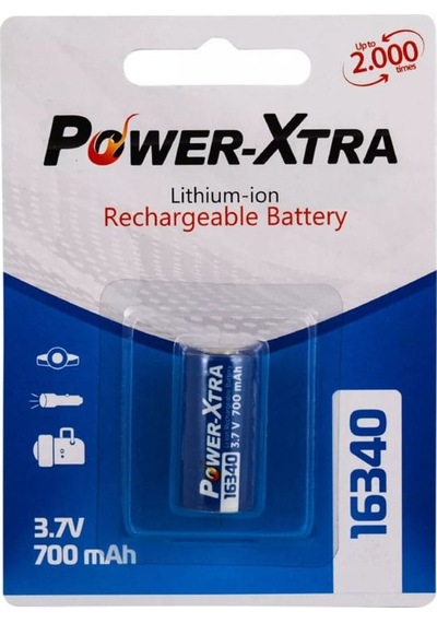 Power-Xtra 3.7V Li-ion 16340 700mAh (RCR123A) Şarjlı Pil
