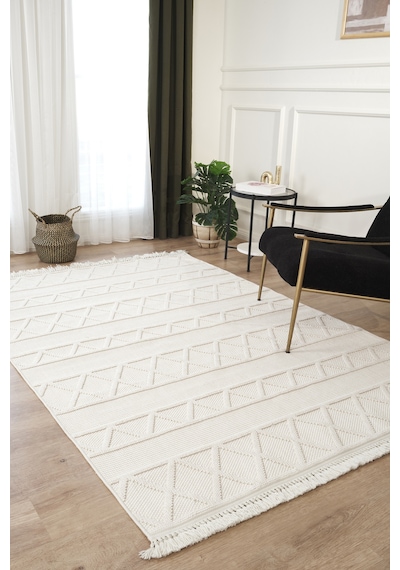 Mariesse Home Naturel Bukleli Yumuşak Dokulu Iskandinav Yolluk Dokuma Halı Oturma Odası Mutfak Halısı Koridor Doha Yolluk 610 Krem