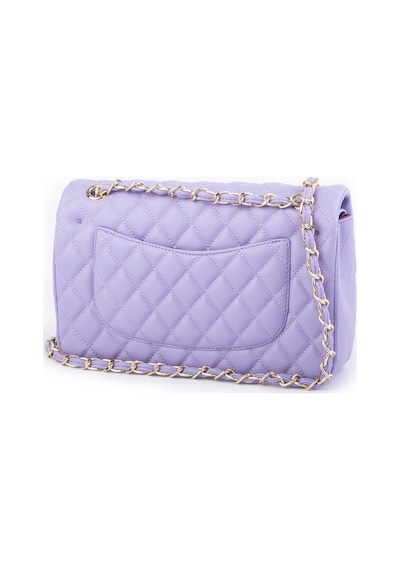 Nas Bag Kadın Çapraz Çanta Büyük Boy Zincirli Kapitone Lila Nova En:26 Boy:16 Cm Lila