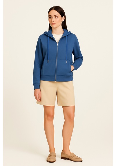 Guess Tam Fermuarlı Scuba Kumaş Kadın Sweatshirt W5yq05kbye2 Mavi