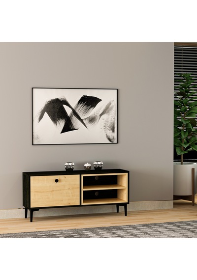Selis T004 Modern TV Sehpası – Ahşap Siyah/Safir Meşe - 120 CM Selis T004 Modern TV Sehpası – Ahşap Siyah/Safir Meşe - 120 CM