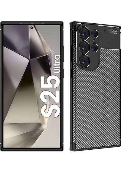 Samsung Galaxy S25 Ultra Uyumlu Kılıf Kamera Korumalı Karbon Silikon Kap