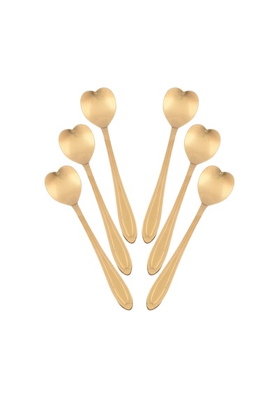 Çay Kaşığı Gold Kalpli 6lı